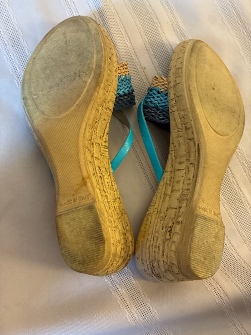 Blue Braided Cork Wedge Sandals - Women's - Picture 4 of 5